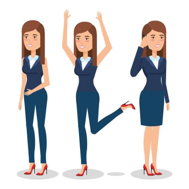 şık iş kadını farklı poz