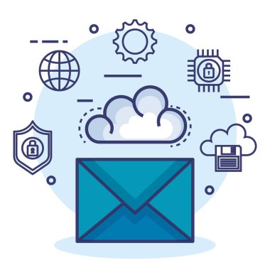 bulut bilgi işlem kümesi düz simgeler