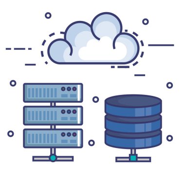 bulut bilgi işlem kümesi düz simgeler