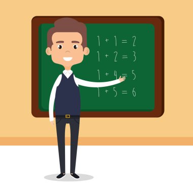 Kara tahta avatar karakter ile öğretmen Okulu