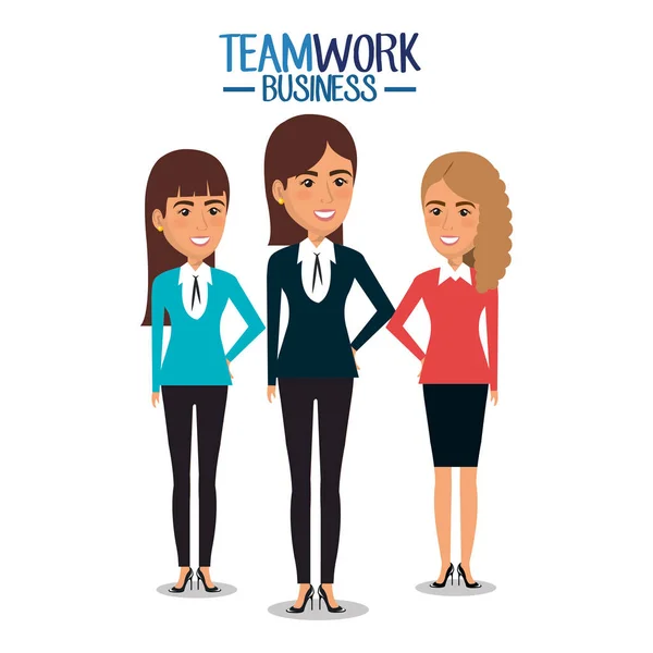 Groupe de femmes d'affaires travail d'équipe — Image vectorielle
