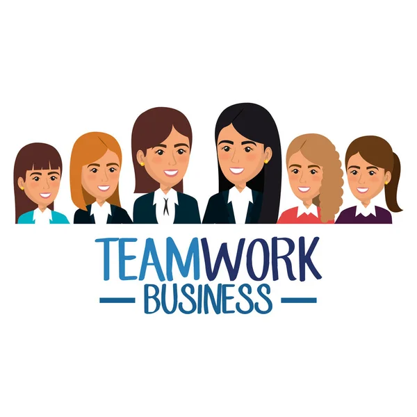 Grupo de mujeres de negocios trabajo en equipo — Vector de stock