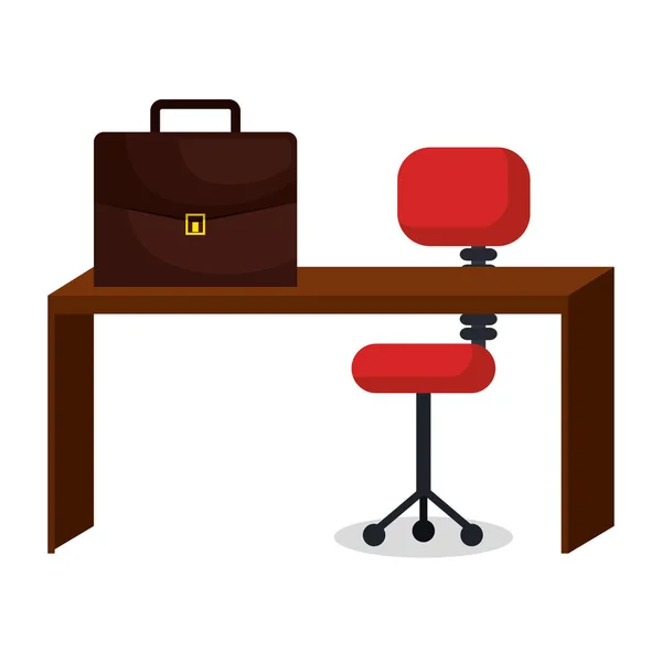 Oficina de negocios con cartera — Vector de stock