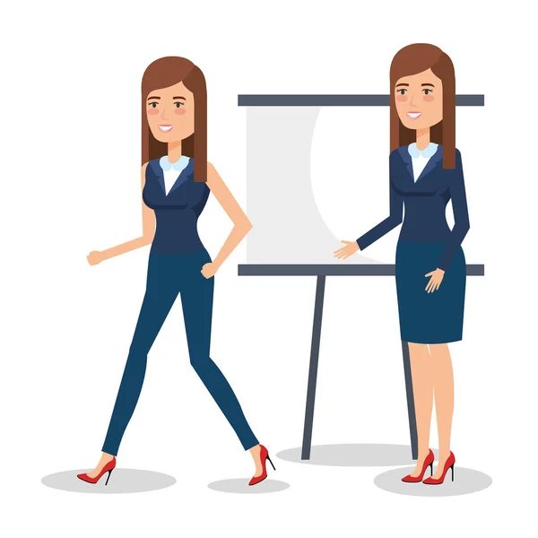 Mujer de negocios elegante en pose diferente — Vector de stock