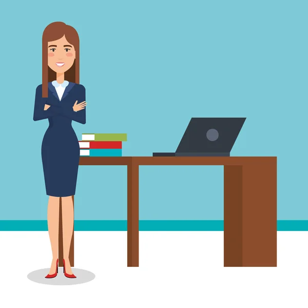 Femme d'affaires dans le caractère de bureau — Image vectorielle