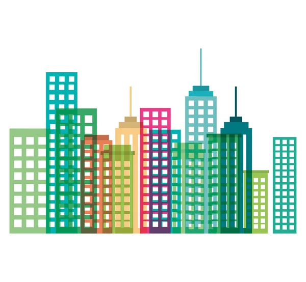 Cityscape buildings silhouette icon — Stock Vector