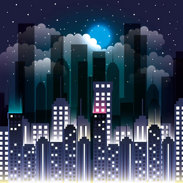 Město scéna v noci — Stockový vektor