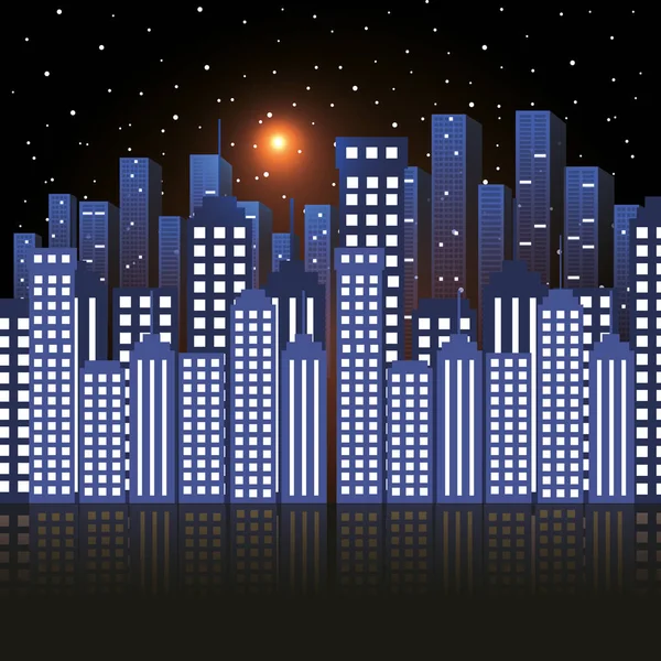 Escena de ciudad por la noche — Vector de stock