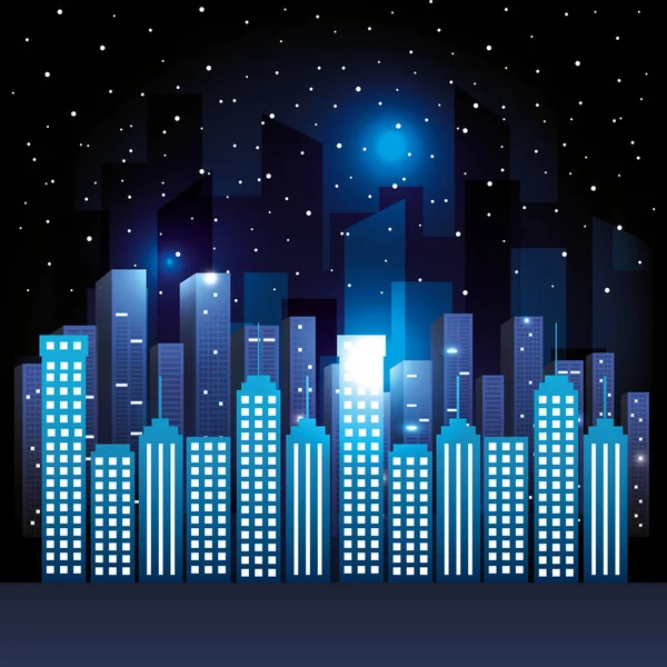 Scena Miasto nocą — Wektor stockowy