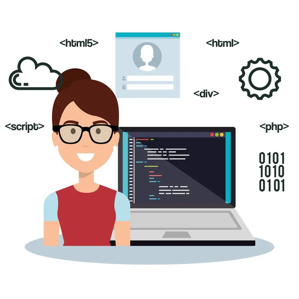 Avatar programador de lenguaje de software — Vector de stock