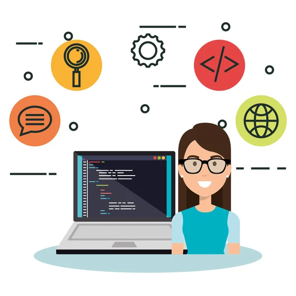 Software linguagem programador avatar — Vetor de Stock