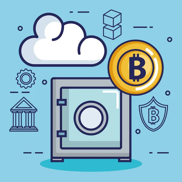 Finances avec des icônes Bitcoin — Image vectorielle