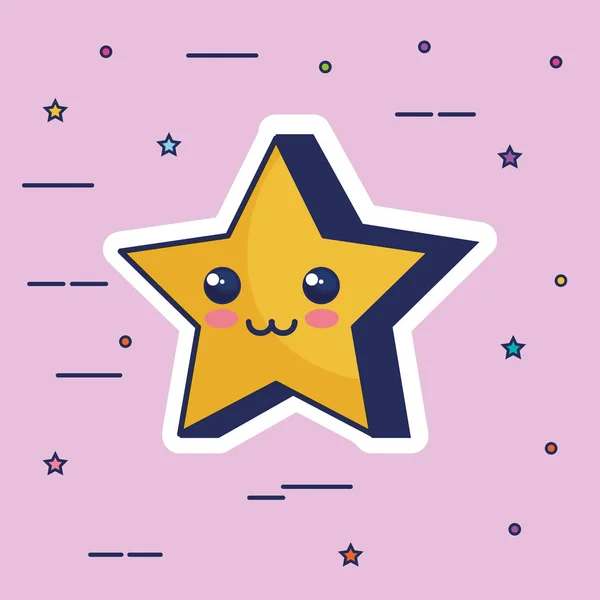 Schattige sterren kawaii karakter — Stockvector