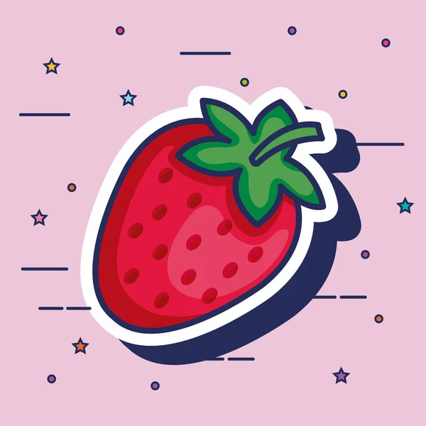 Delicious strawberry pop art style — Stock Vector
