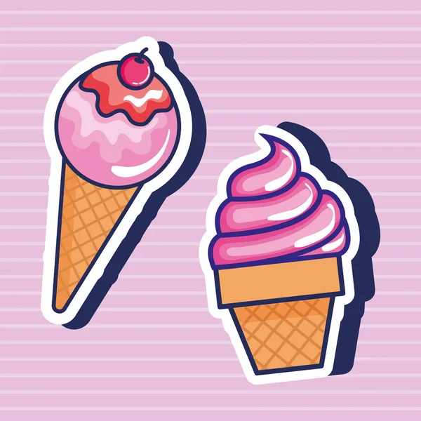 Delizioso gelato stile pop art — Vettoriale Stock