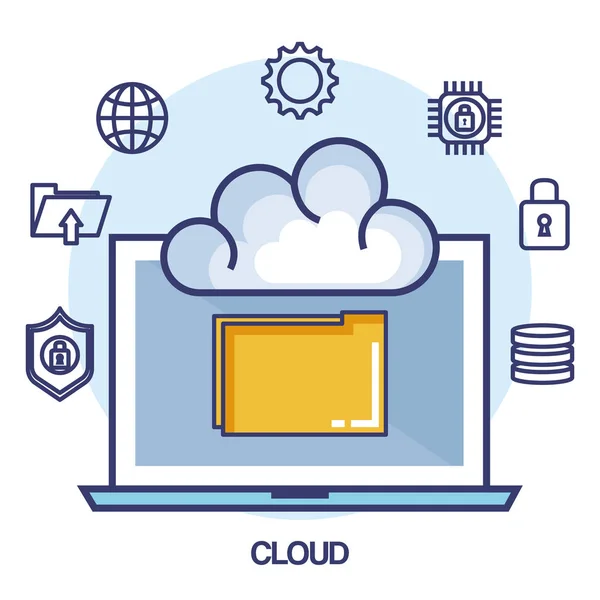 Cloud computing set platt ikoner — Stock vektor