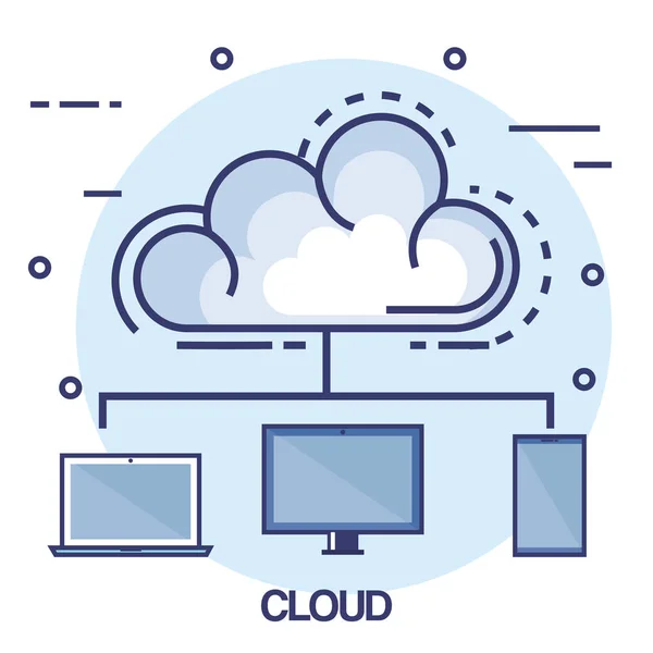 Cloud computing set iconos planos — Vector de stock