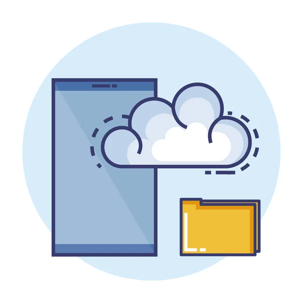 Cloud computing set flat icons — Stock Vector