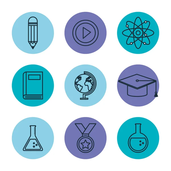 Ferramentas de educação definir ícones —  Vetores de Stock