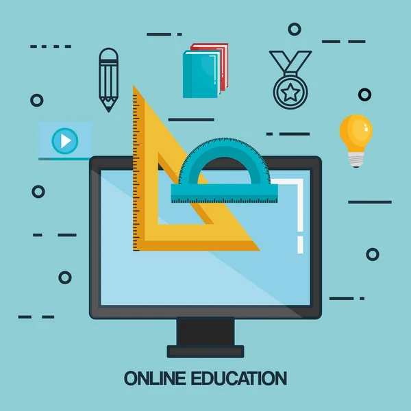 Educación en línea establecer iconos — Vector de stock