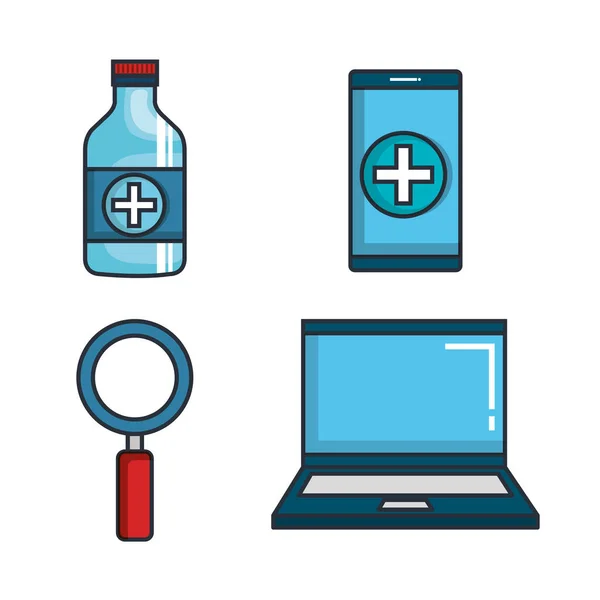 Health medicine online icons — Stock Vector