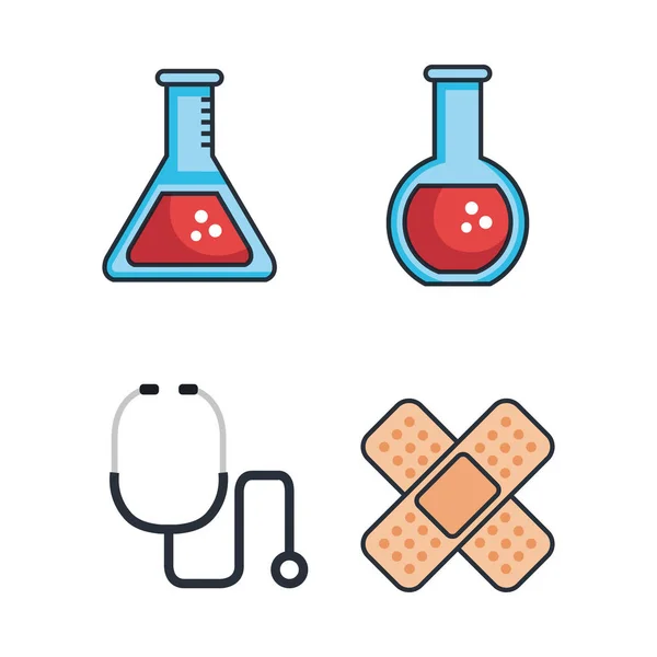 Ícones de conjunto de medicina saúde — Vetor de Stock