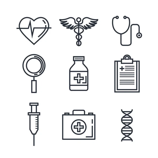 Salud medicina conjunto iconos — Vector de stock
