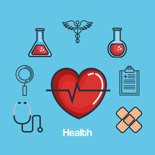Health medicine set icons — Stock Vector