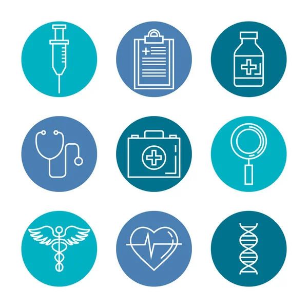 Salud medicina conjunto iconos — Archivo Imágenes Vectoriales