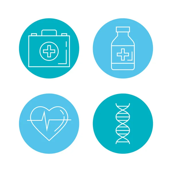 Set di icone di medicina sanitaria — Vettoriale Stock