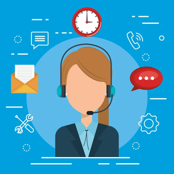 Customer service agent with settings — Stock Vector
