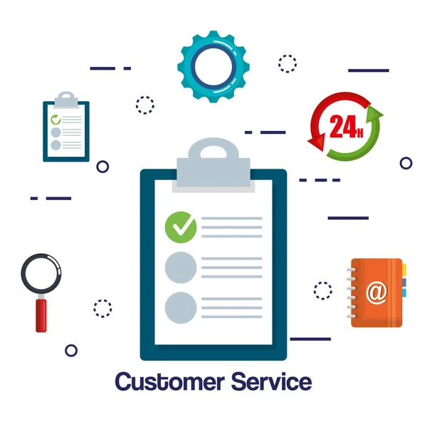 Customer service flat settings — Stock Vector