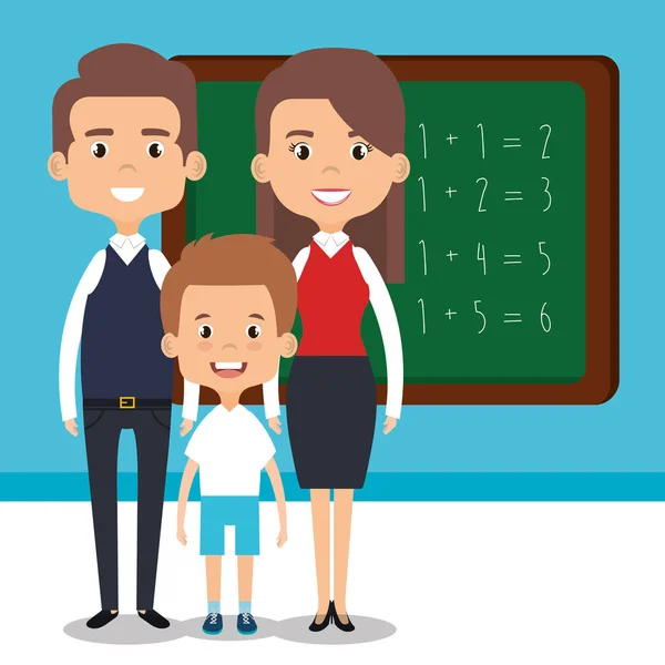 Leraar school met schoolbord avatar karakter — Stockvector