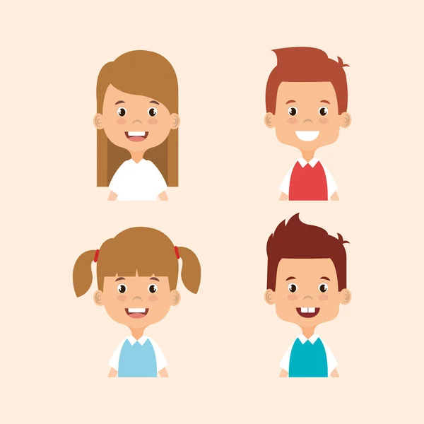 Little students avatars characters — Stock Vector