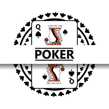 Poker poster spade Kraliçe kart rozet kavramı