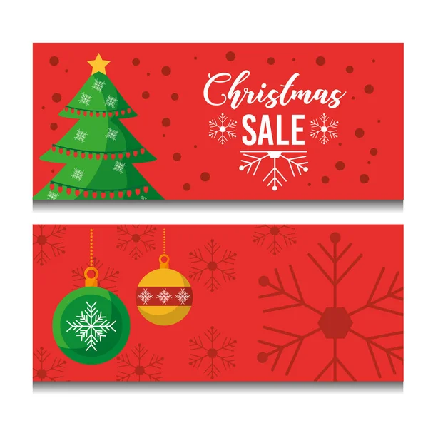 Set van twee mooie horizontale Kerstmis verkoop flyers — Stockvector