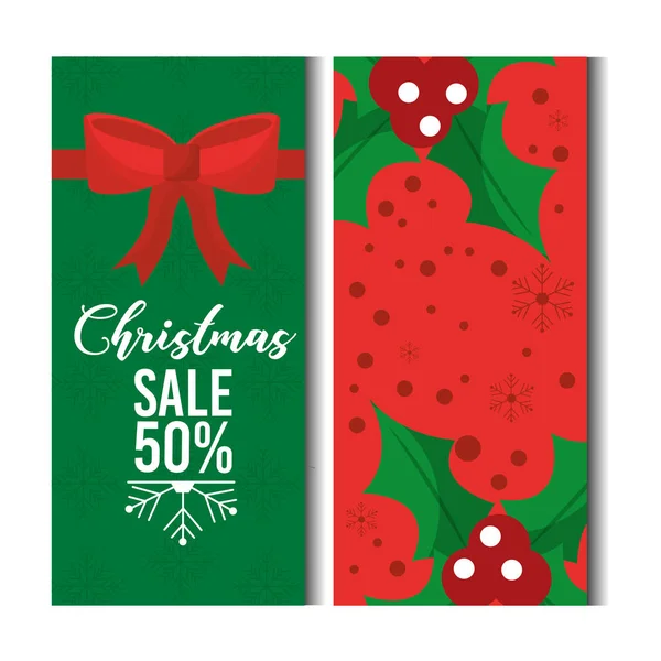 Kerst sale korting seizoen aanbod horizontale banner — Stockvector