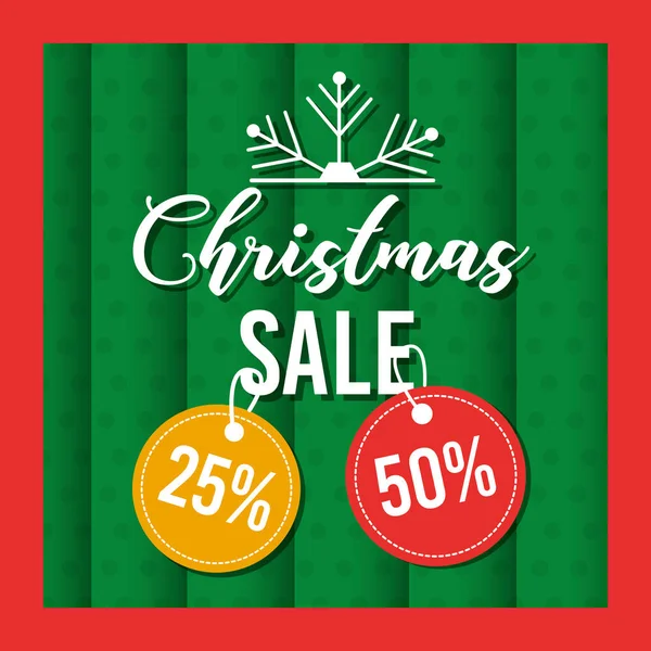 Christmas sale card greeting offer tag price season — Stock Vector
