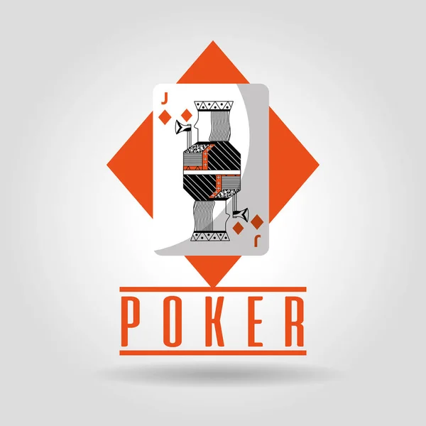 Покерний джек з діамантами, що грають в картковий плакат — стоковий вектор