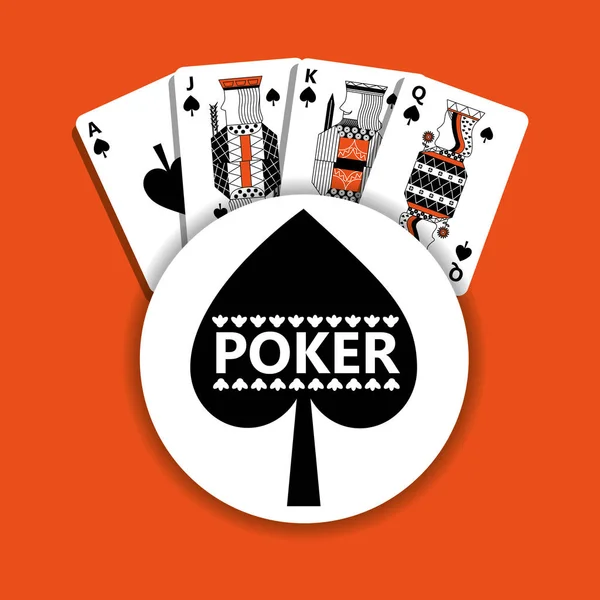 Poker spade amblemi casino kart servet oyunu — Stok Vektör