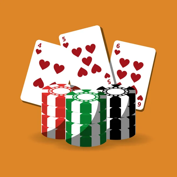 Póker kártya, és a chipek szerencsejáték fortune — Stock Vector