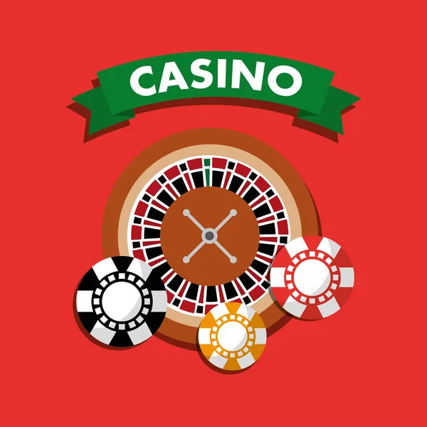 Casino rulet tekerlek cips kumar sembolü — Stok Vektör