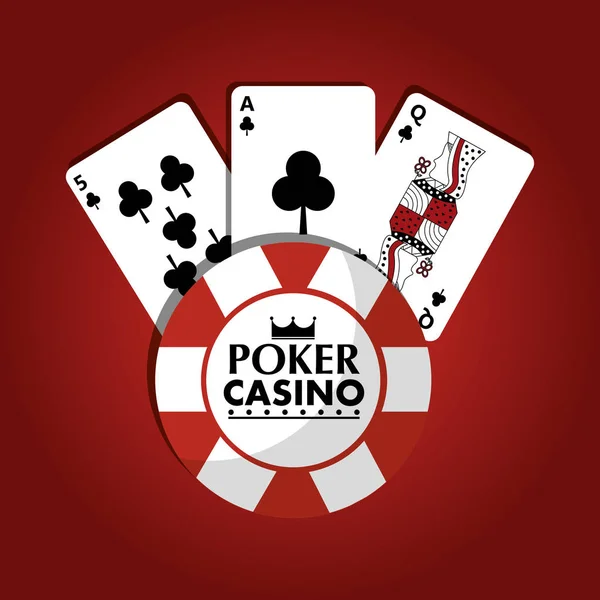 Poker casino çip club oyun kartları kırmızı tasarım — Stok Vektör