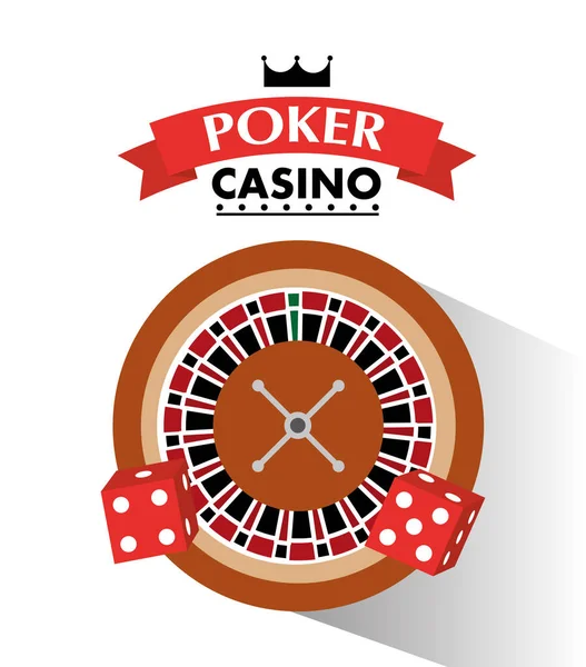 Poker casino dice en roulette wiel weddenschappen spel — Stockvector