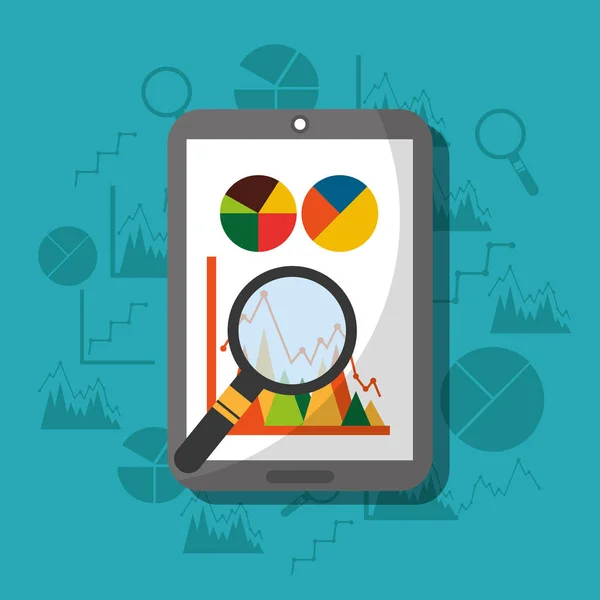 Tablet gráfico gráfico gráfico conceito de pesquisa financeira —  Vetores de Stock