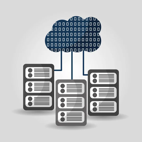 Cloud computing gegevens server center proces overbrengen — Stockvector