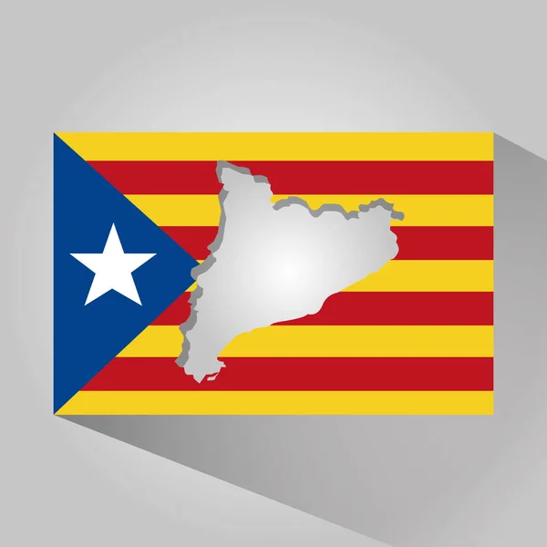 Χάρτης Καταλονίας και σημαία πατριωτισμό πολύ σκιά — Διανυσματικό Αρχείο