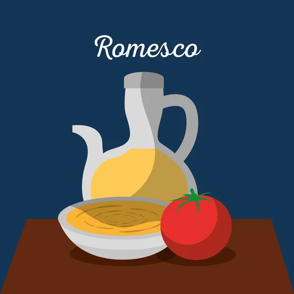Tradycyjnej żywności Katalonii romesco gastronomia — Wektor stockowy
