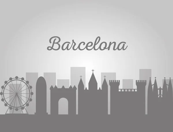 Architettura di Barcellona skyline paesaggio urbano con famosi punti di riferimento — Vettoriale Stock