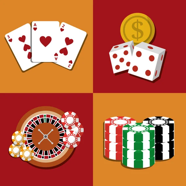 Set of poker casino gambling bets money — Stock Vector